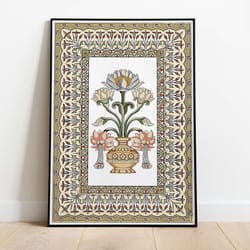 vintage floral wall art, living room decor, indian painting, vintage poster, wall art