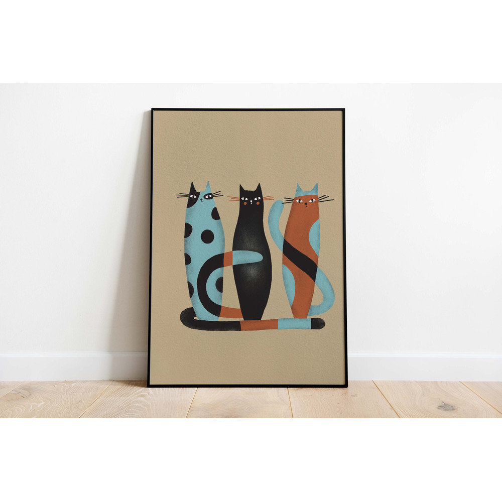 Quirky Cats Wall Art, Funny Cat Poster, Printable Digital Art, Cat Lover Gifts.jpg