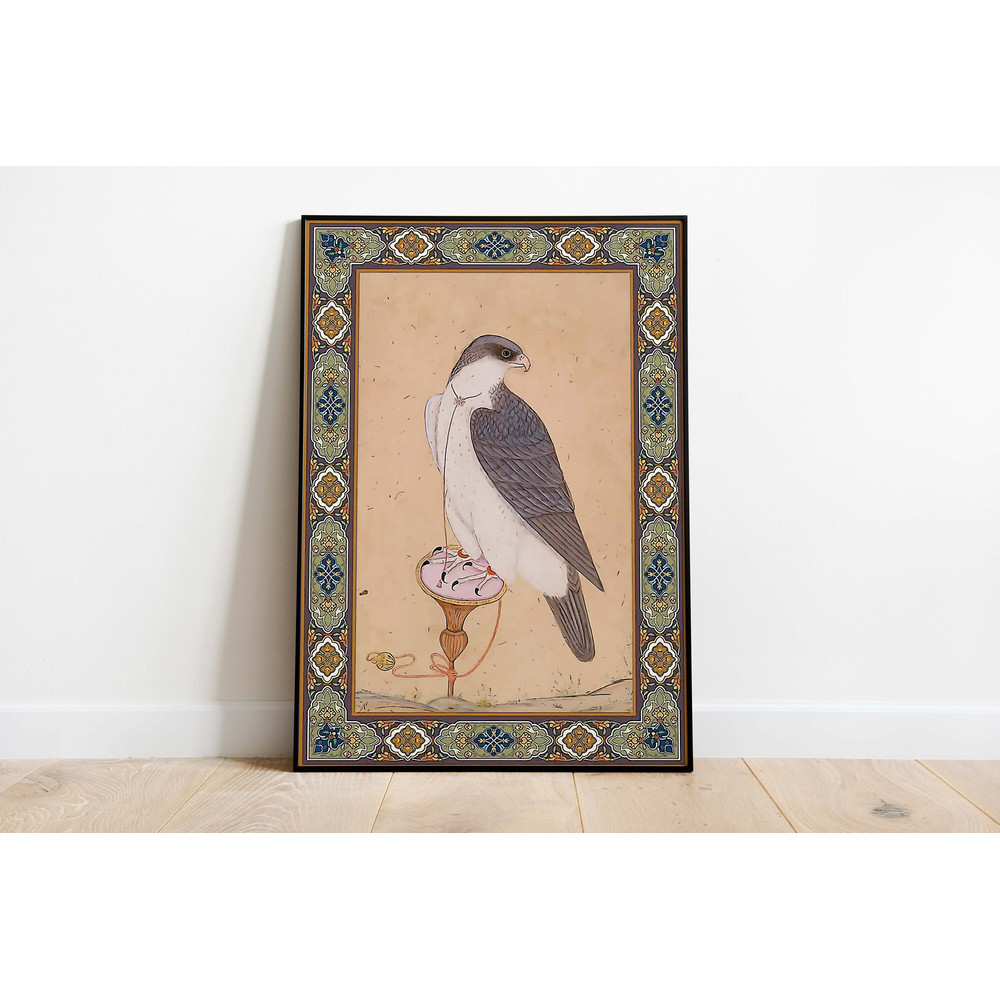 Vintage Birds Art, Eagle Falcon Painting, Indian Royal Prints, Living Room decor, Birds Painting.jpg