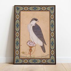 vintage birds art, eagle falcon painting, indian royal prints, living room decor, birds painting