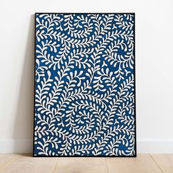 vintage indian indigo print, living room decor, printable, indian painting, blue poster, wall art