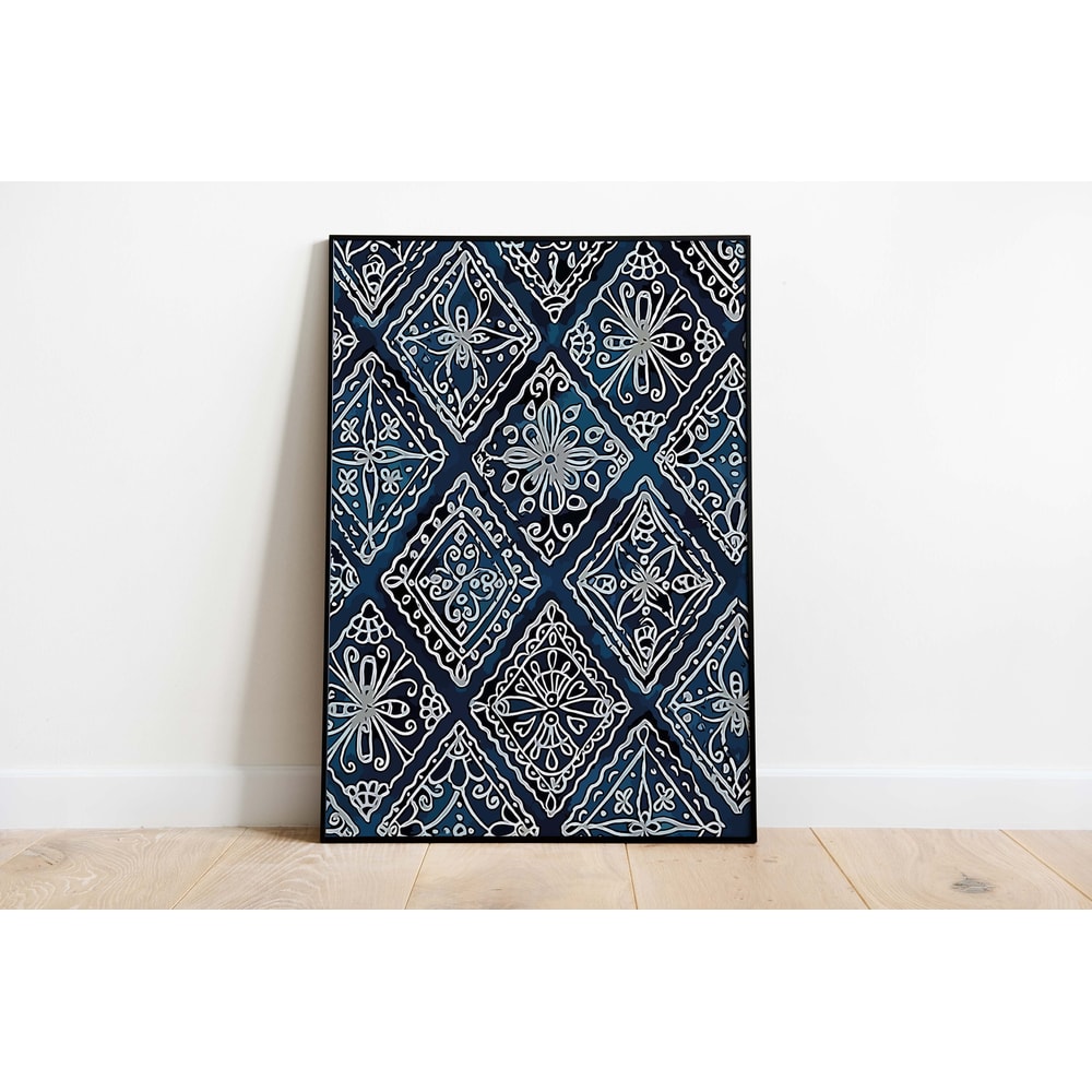 Vintage Indian Indigo Print, Living Room decor, Printable, Indian Painting, Blue Poster, Wall Art-1.jpg