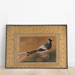 mughal bird wall art, living room decor, indian painting, printables, indian vintage royal art, wall art