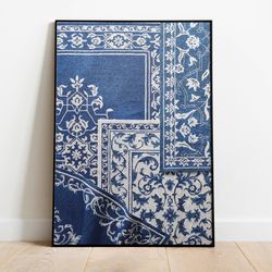 vintage indian indigo art, living room decor, printable, indian painting, blue poster, wall art,paintings