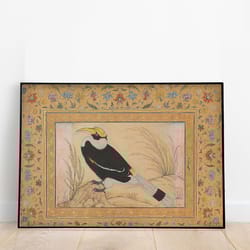 mughal bird wall art, living room decor, indian painting, printables, indian vintage royal art, wall art-1