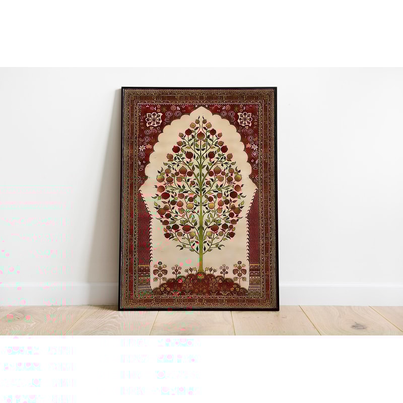 Vintage Floral Print, Living Room Wall Art, Abstract Decor, Colourful Antique Poster, Indian Floral Paintings.jpg