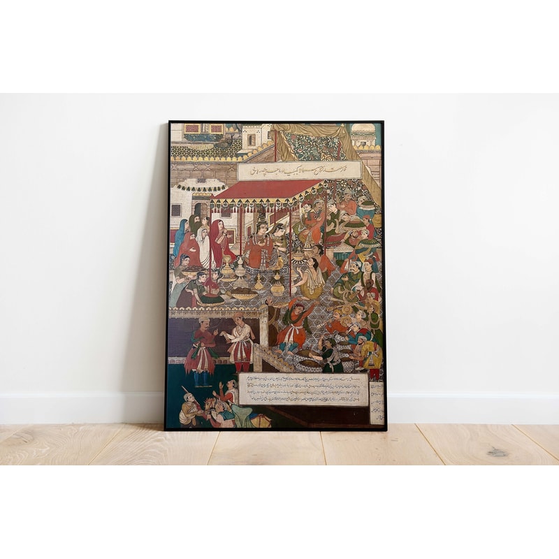 Vintage Indian Mughal wall Art, Royal Paintings, Living Room decor, Printable, Indian Vintage Palace Painting-1.jpg