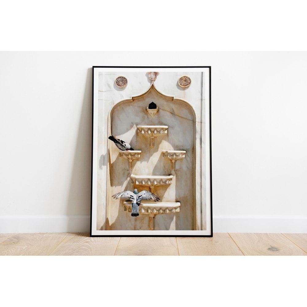 lndian Bird Painting, Indian Travel Prints, Printable, Indian Vintage Painting, Pigeon Painting, Poster, Wall Art.jpg