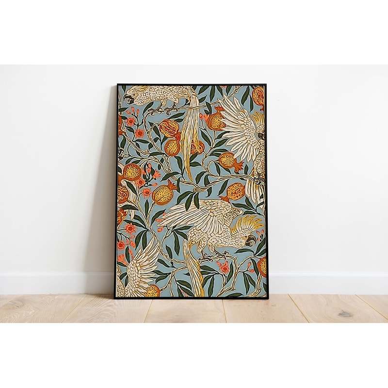 Vintage Art Poster, Bird and Pomegranate Print, Instant Digital Download, fruit painting, Poster, Wall Art, Paintings.jpg