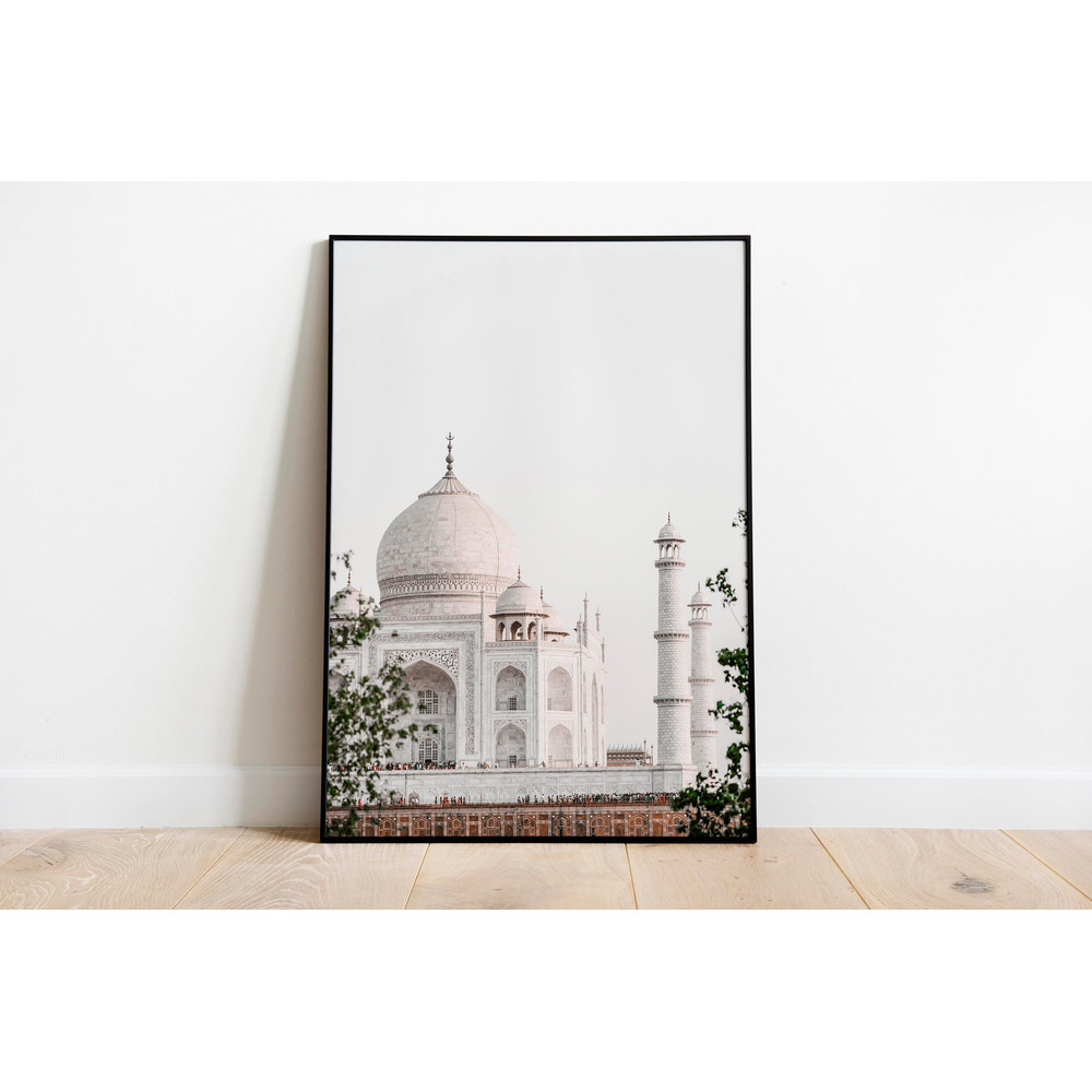 Taj Mahal Print, Neutral Indian Wall Decor, India Travel Art, Living Room Decor, Digital Download Poster, Boho Wall Art.jpg