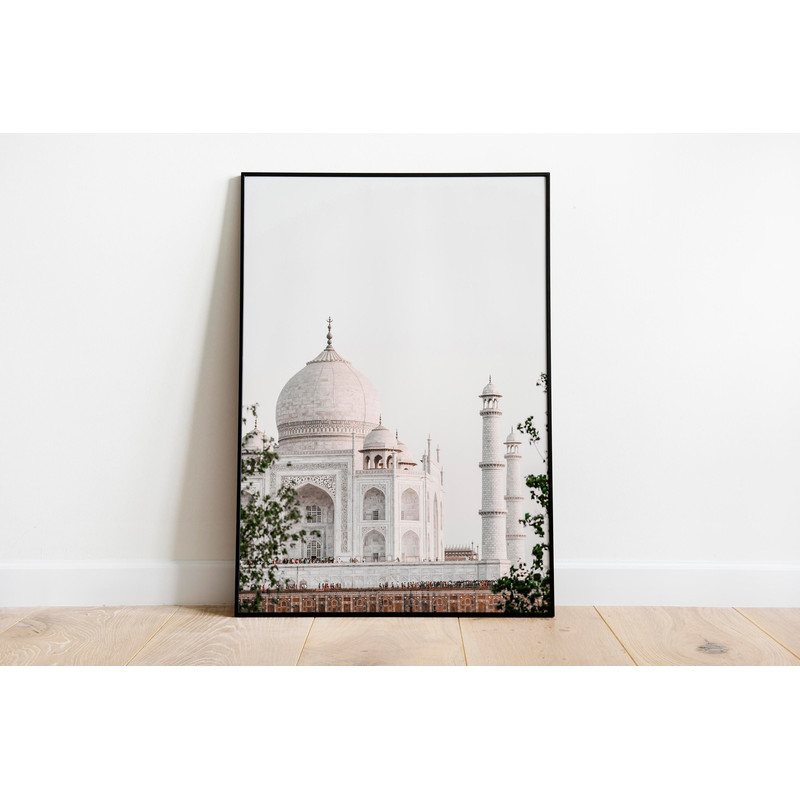 Taj Mahal Print, Neutral Indian Wall Decor, India Travel Art, Living Room Decor, Digital Download Poster, Boho Wall Art.jpg