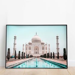 taj mahal print, neutral indian wall decor, india travel art, living room decor, digital download poster, boho wall art-