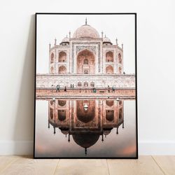 taj mahal print, neutral sepia indian wall decor, india travel art, living room decor, digital download poster, boho wal