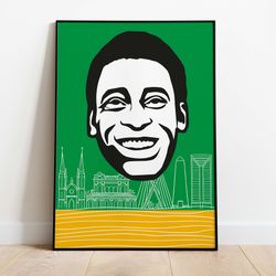 pele goat poster, football geek decor, digital prints, instant download, brazil soccer poster, home decor, sports gifts