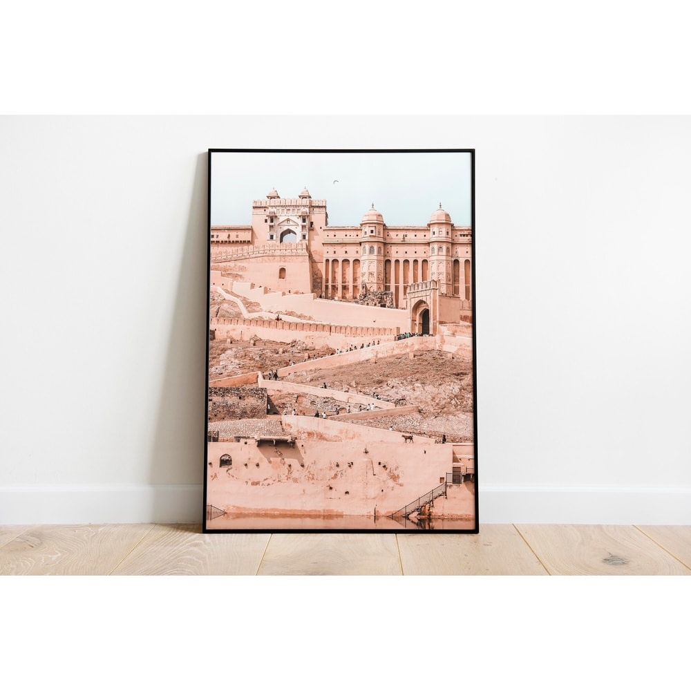 Neutral Indian Palace, Jaipur Fort Wall Art, Rajasthan Travel Art, Living Room Decor, Digital Download Poster, India Travel Decor.jpg