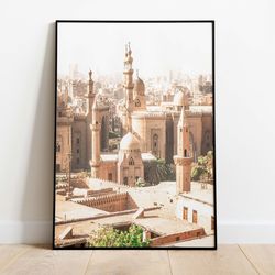 vintage egyptian city print, instant digital download, historic egypt wall art, cairo painting, vintage decor, egypt tra