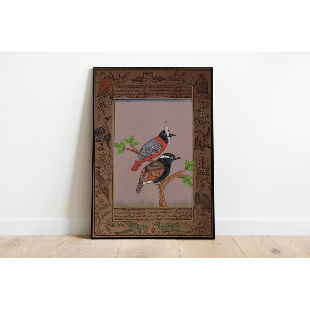 Mughal Bird Wall Art, Living Room Decor, Indian Painting, Printables, Vintage , Persian Poster, Poster, Wall Art, Paintings, Arabic.jpg