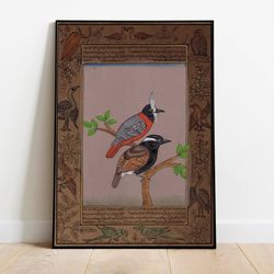 mughal bird wall art, living room decor, indian painting, printables, vintage , persian poster, poster, wall art, painti
