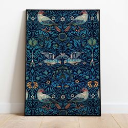 william morris strawberry thief vintage art poster, vintage floral tapestry, instant digital download, poster, wall art,