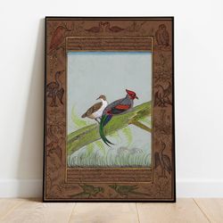 mughal bird wall art, living room decor, indian painting, printables, vintage , persian poster, poster, wall art, painti