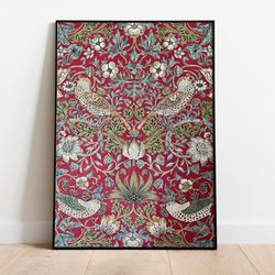 william morris vintage art poster, tree of life, floral print, wall decor, housewarming gift, strawberries poster, wall