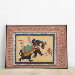vintage elephant wall art, living room decor, indian painting, elephant poster, indian decor, house warming gifts, wall