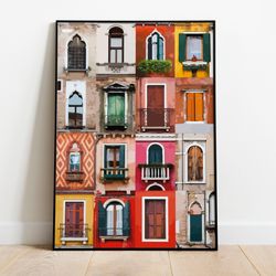 windows wall art, living room decor, abstract colourful poster, instant download, doors painting, home decor, poster, wa