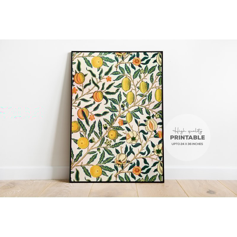 William Morris Vintage Art Poster, Floral Lemon Print, Exhibition , Instant Digital Download, fruit painting, Poster, Wall Art, Paintings-1.jpg