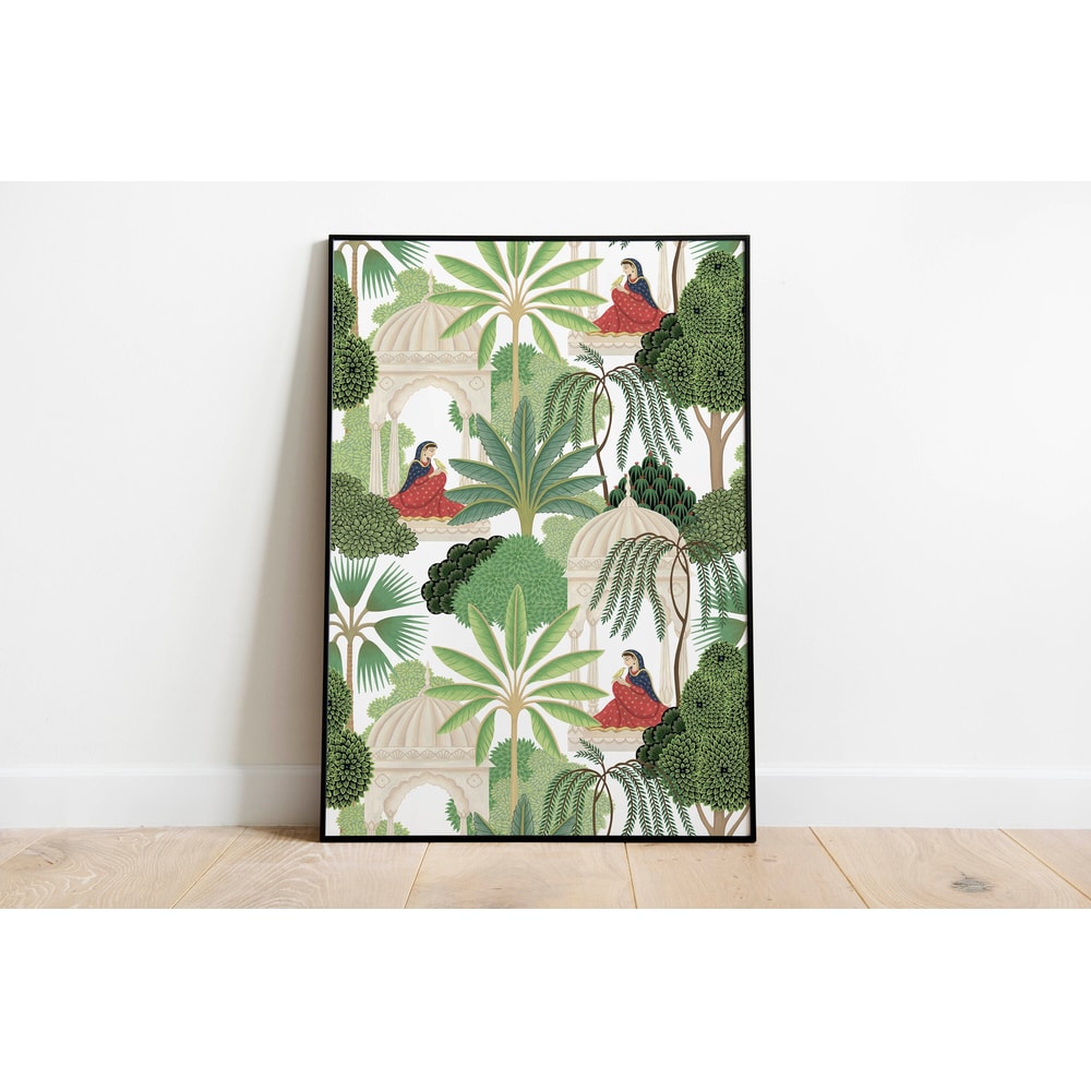 Princess Palace Indian Art, Floral & Nature Prints, Living Room decor, Printable, Indian Vintage, Royal Painting, Poster, Wall Art, Painting.jpg