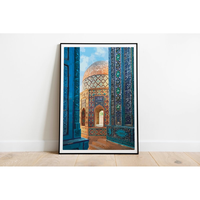 Uzbekistan Wall Art, Living Room Decor, Digital Download, Travel Poster, Arabic, Instant Download, Blue Painting, Poster, Wall Art,Paintings.jpg