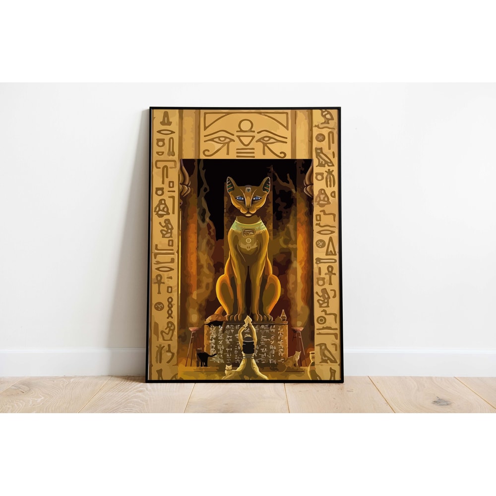 Vintage Egyptian Bastet Cat Art Print, Instant Digital Download, Historic Egypt Wall Art, Feline Painting, Vintage Decor, Egyptian Revival-1.jpg