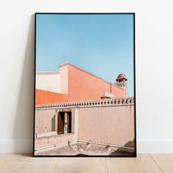 neutral indian palace, hawa mahal wall art, jaipur poster, rajasthan palace, living room decor, digital download poster,