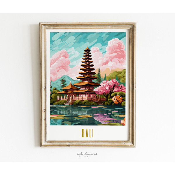 Bali Travel Print  Bali Artwork Indonesian Temple Retro Bali Travel Poster Maximalist Art Print Vibrant Colorful Wall Art  Unframed Poster.jpg