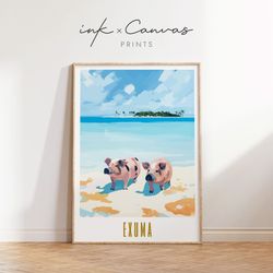 exuma bahamas travel poster retro travel prints mid century modern wall art maximal decor caribbean prints exumas bahama