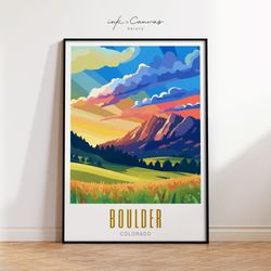 Flatirons Boulder Colorado Poster  US Cities Print Mountain Art Maximalist Art Print Modern Art Vibrant Colorful Wall Ar