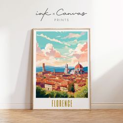 florence travel poster italy print maximal decor mid century modern wall art florence cathedral landscape prints eclecti
