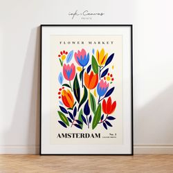 flower market print amsterdam abstract botanical prints boho eclectic wall art vintage floral art vibrant color wall ar