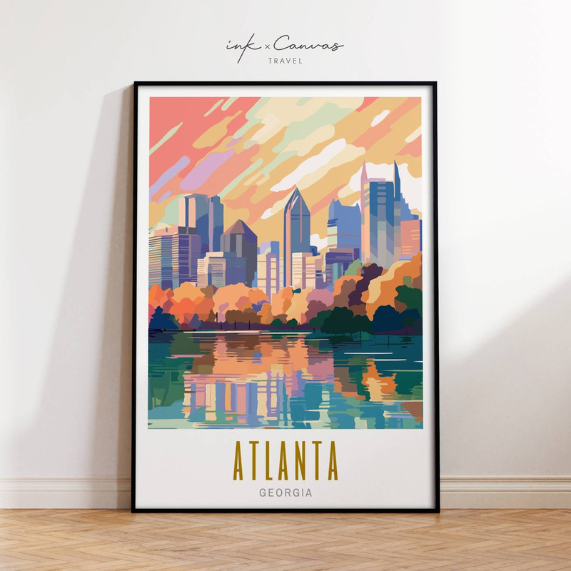 Atlanta Travel Poster Georgia Print Piedmont Park Atlanta Skyline Maximal Decor Mid Century Modern Wall Art Landscape Print Unframed Prints.jpg