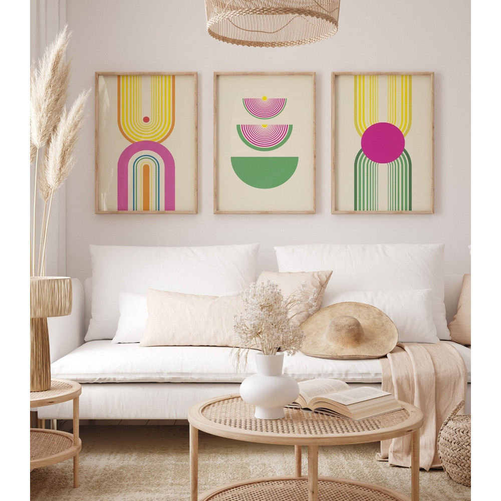 Boho Wall Art Mid Century Modern Wall Decor Abstract Geometric Shapes Digital Print Desert Art Minimalist Vibrant Colors Printable Set of 3.jpg