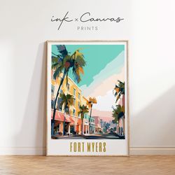 fort myers travel poster retro wall art florida travel poster fl printable wall decor vintage us cities prints mid centu