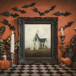 halloween wall art cute ghosts digital prints vintage halloween decor farmhouse ghost art spooky fall decor printable ha