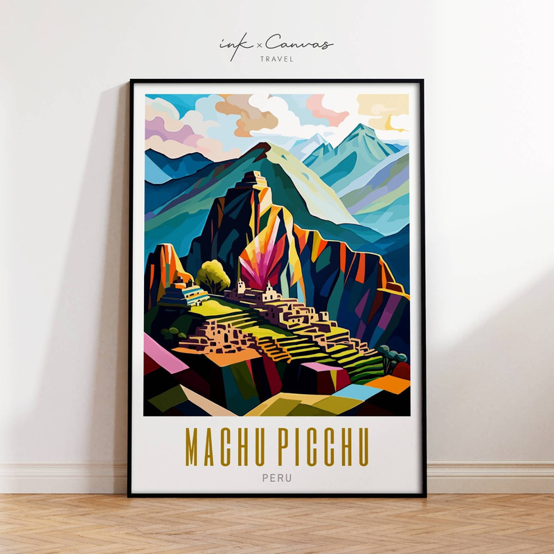 Machu Picchu Peru Travel Poster Peru Wall Art Maximal Decor Mid Century Modern Wall Art Peruvian Art Latin American Artwork Unframed Prints.jpg