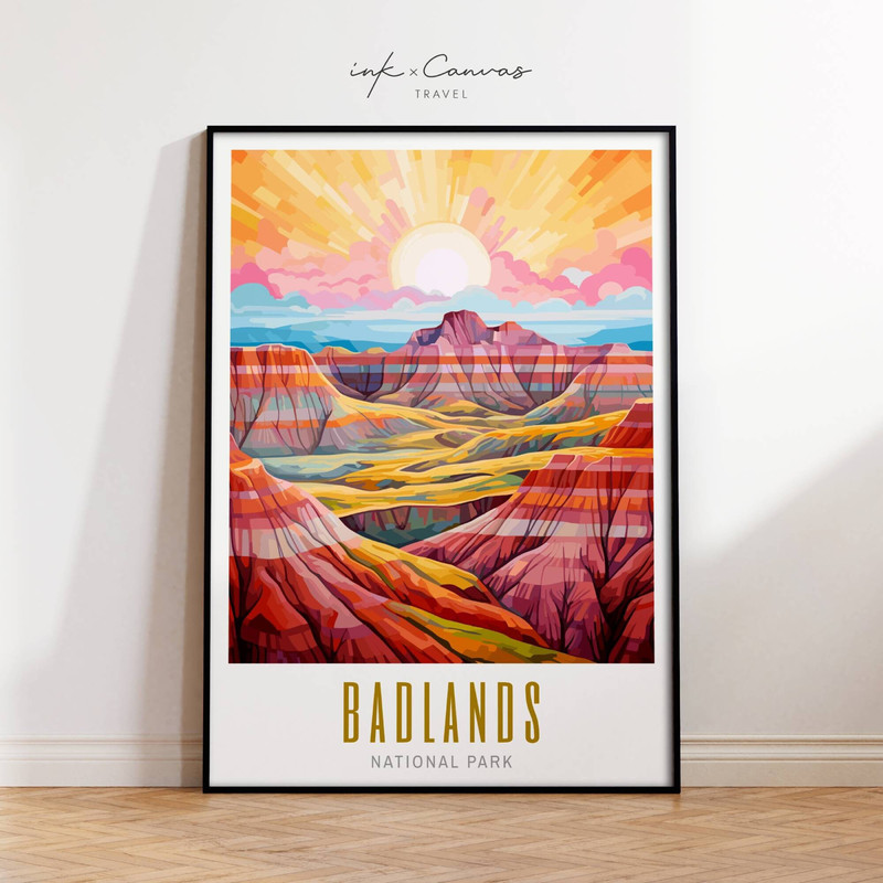 Badlands National Park Poster South Dakota Bedroom Wall Art Maximal Decor Mid Century Modern Wall Art Landscape Print Trendy Unframed Prints.jpg