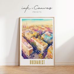 bucharest travel poster retro wall art romania travel poster printable wall decor vintage european cities print mid cent