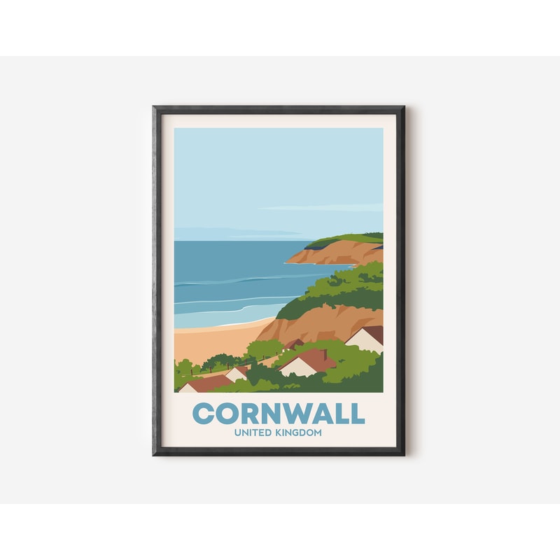 Cornwall Travel Wall Art Print, Wall Art Nature Wall Hanging, Home Decoration Gift Art Lovers, Wall Art Print, Traveller Gift Poster.jpg
