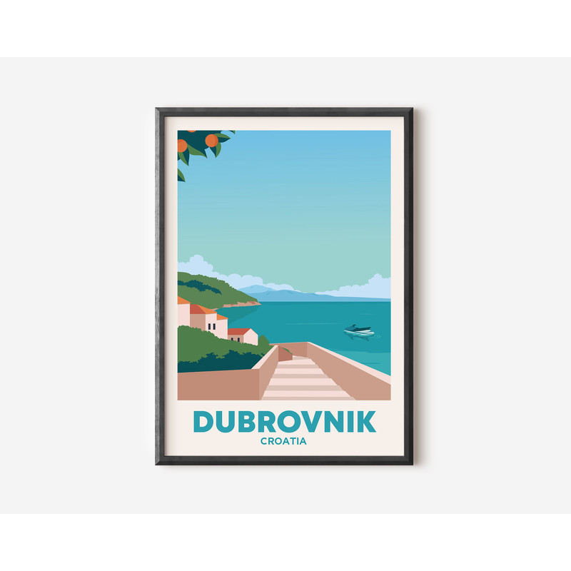 Dubrovnik Croatia Wall Art, Traveller Gift Art Lovers, Travel Market Wall Art Print, Modern Travel Art Croatia Bedroom Living Room Poster.jpg