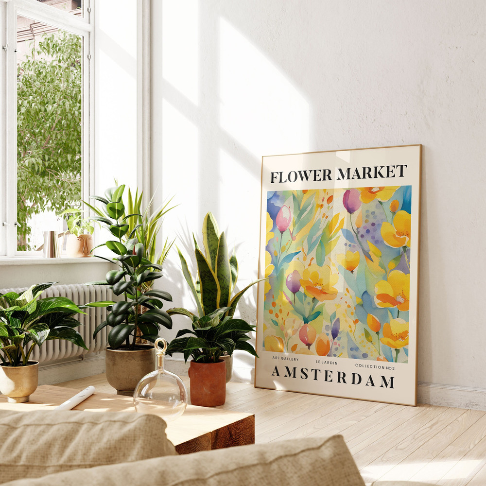 Amsterdam Abstract Flower Market Print, Colourful Plant Art, Modern Gallery Wall Art, Floral Poster, Gift For Friend, Living Room, Bedroom.jpg