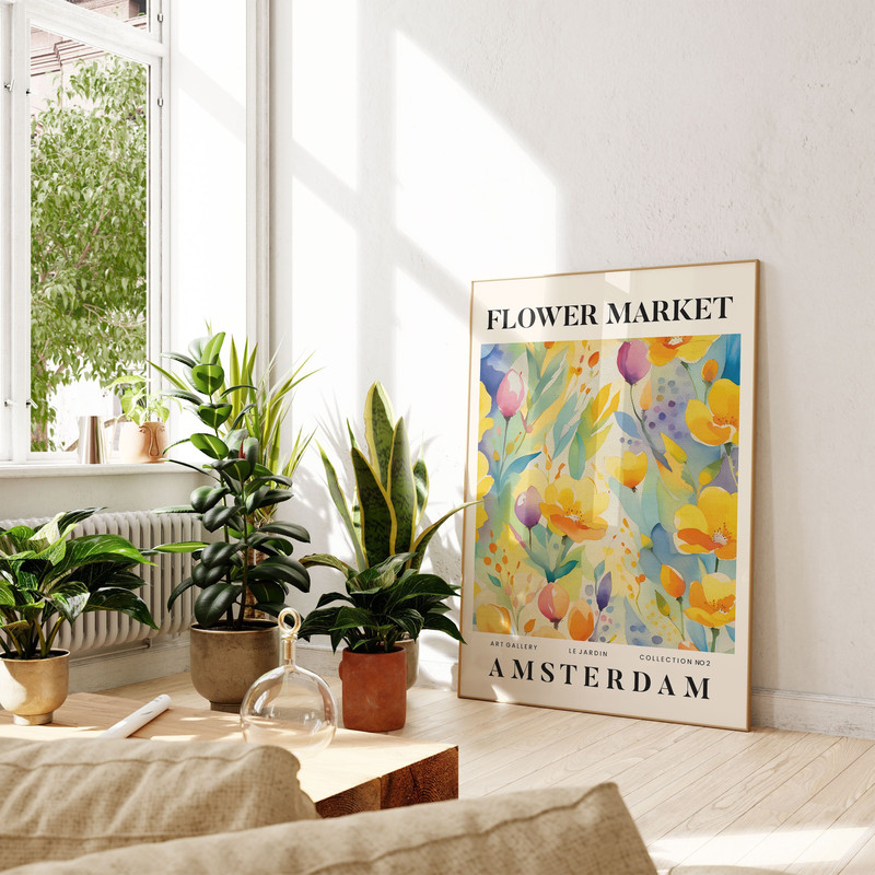 Amsterdam Abstract Flower Market Print, Colourful Plant Art, Modern Gallery Wall Art, Floral Poster, Gift For Friend, Living Room, Bedroom.jpg