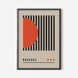 bauhaus poster print, beige exhibition poster, mid century modern art decor, orange abstract vintage minimalist retro wa