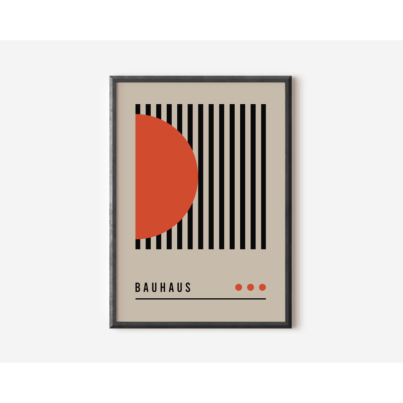 Bauhaus Poster Print, Beige Exhibition Poster, Mid Century Modern Art Decor, Orange Abstract Vintage Minimalist Retro Wall Art Gift Idea-2.jpg